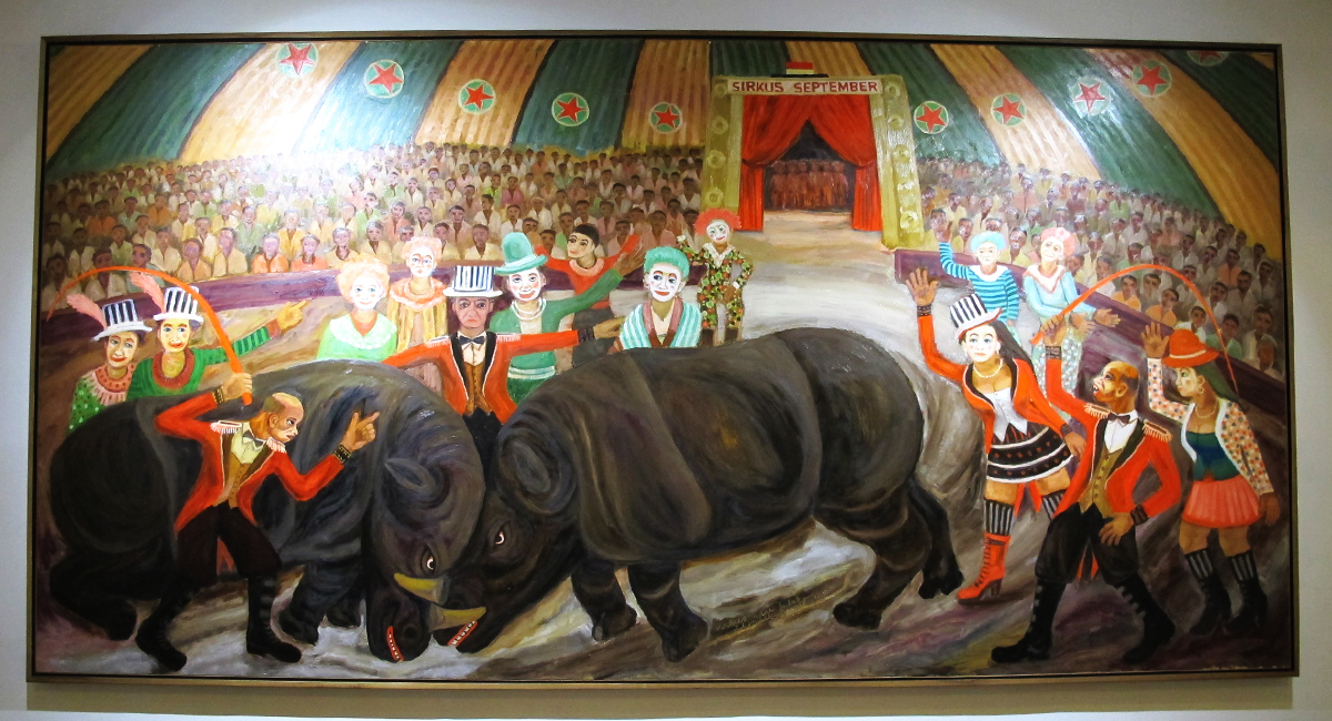 Sirkus Adu Badak Djoko Pekik. ArtJog 2016.
